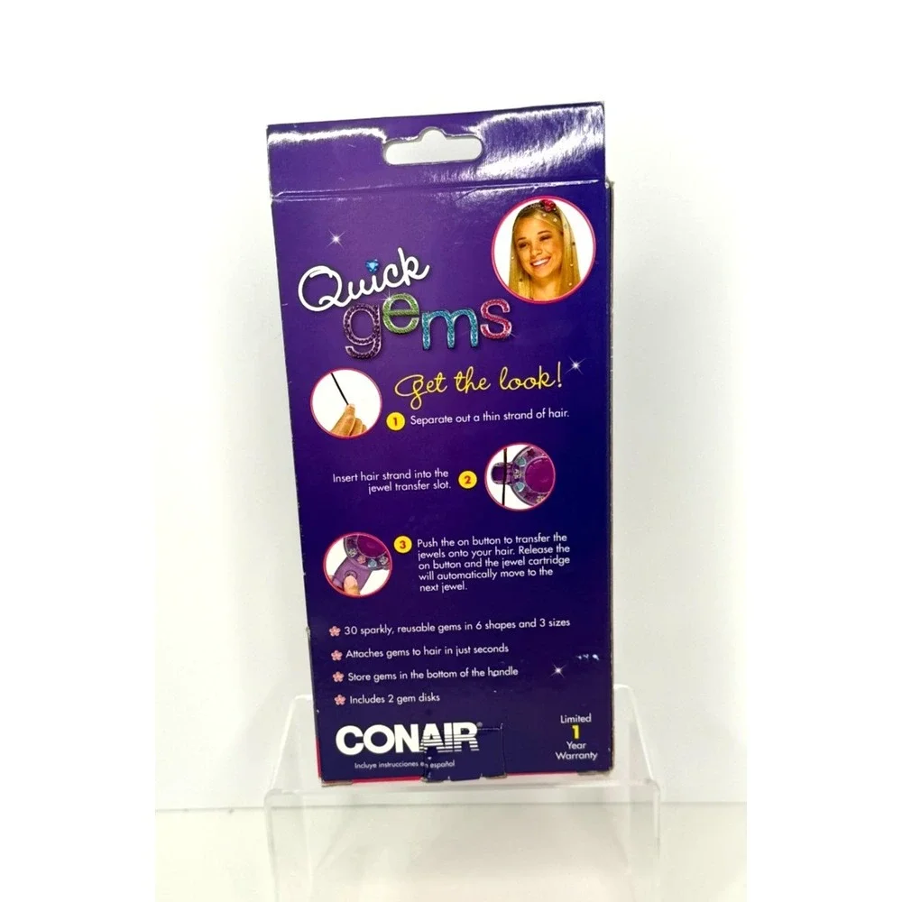 Conair Quick Gems Jewelry Kit Bejewel Your Hair 24 Sparkly Gems Girls New Y2K‎